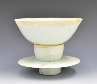 Chinese Qingbai Glazed Bowl & Holder, Song Dynasty