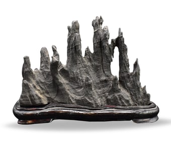 Chinese Lingbi Stone Carved Boulder on Stand