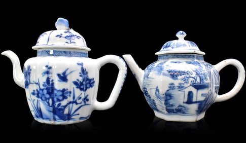 2 Chinese Blue&White Covered Teapot, Kangxi Period