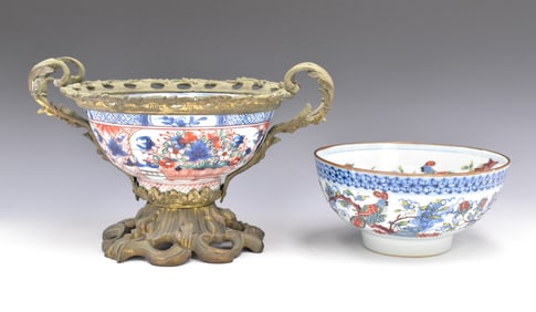 2 Chinese Famille Verte Bird Bowl , Kangxi Period