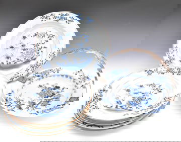 Set of 7 Chinese Export Blue & White Dish, 18th C.