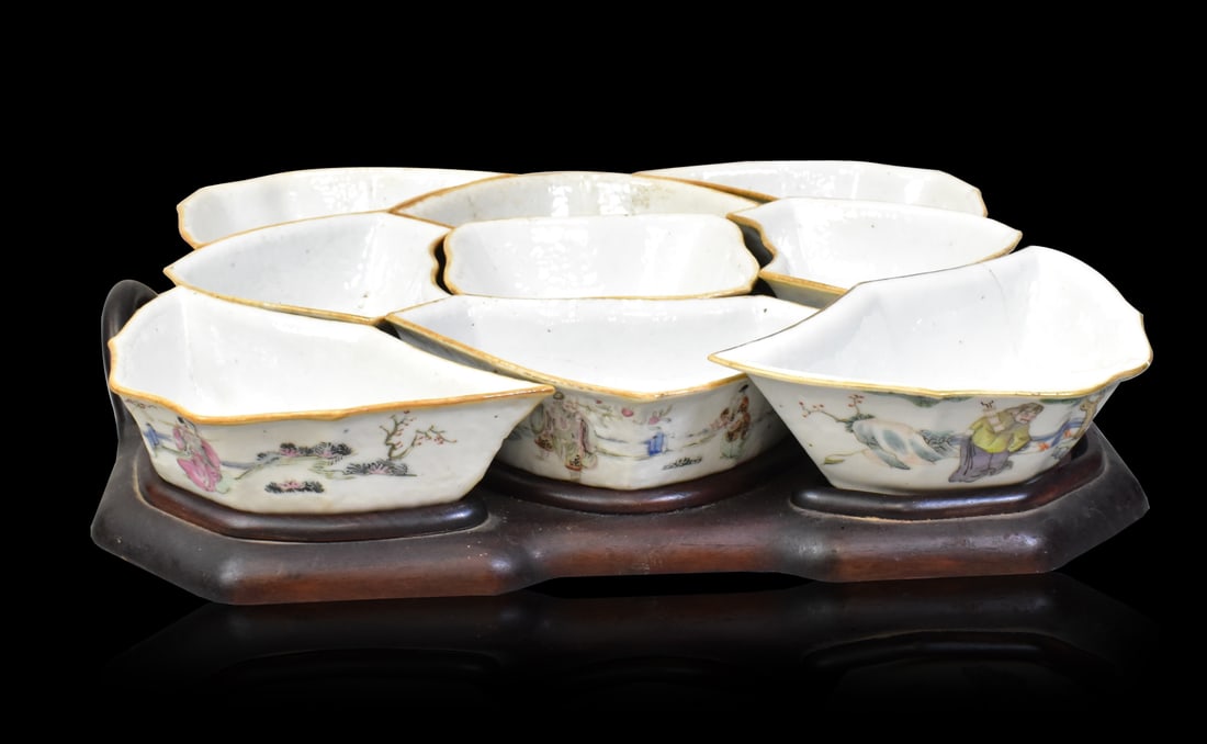 Set Chinese Famille Rose Sweet Meat Bowls, 19th C. (1 of 19)