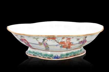 Chinese Famille Rose Stem Bowl w/ Figures,19th C.