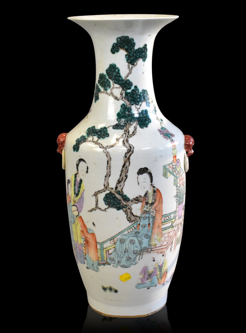 Large Chinese Famille Rose Figural Vase, 19th C. (1 of 14)