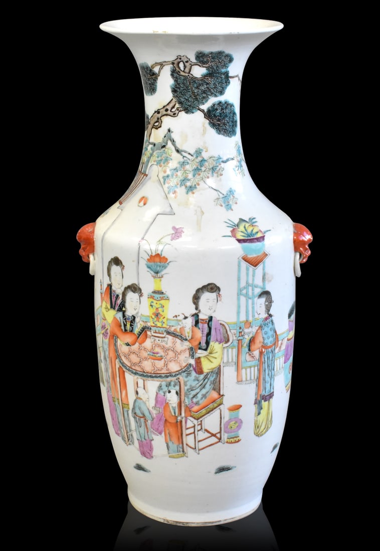 Large Chinese Famille Rose Figural Vase, 19th C. (1 of 12)