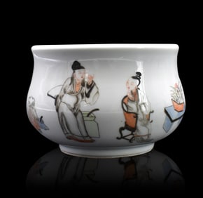 Chinese Famille Rose Censer w/ Figure, 19th C.