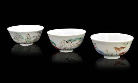 3 Chinese Famille Rose Bowls, 18/19th C.