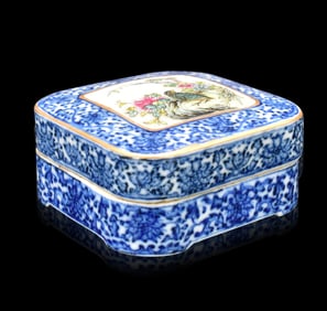 Chinese Blue&White Famille Rose Covered Box, ROC P