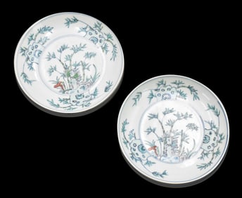 Pair of Chinese Doucai Bamboo Dish,Qing Dynasty
