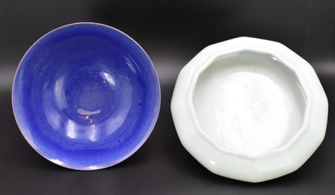 2 Large Chinese Monocrhome Bowl &Washer,18/19th C.