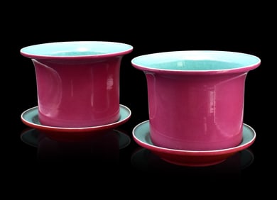 Pair of Chinese Ruby Glazed Planter, ROC Period