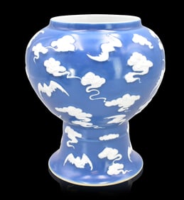 Chinese Blue Glazed Stem Dou Vessel. ROC Period