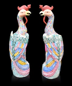 Pair of Chinese Famille Rose Phoenix Figure, ROC P