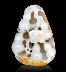 Chinese Jade Carved Plaque w/ Gourd, 19th C.