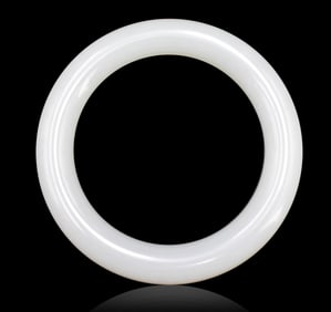 Chinese White Jade Carved Bangle, Qing Dynasty