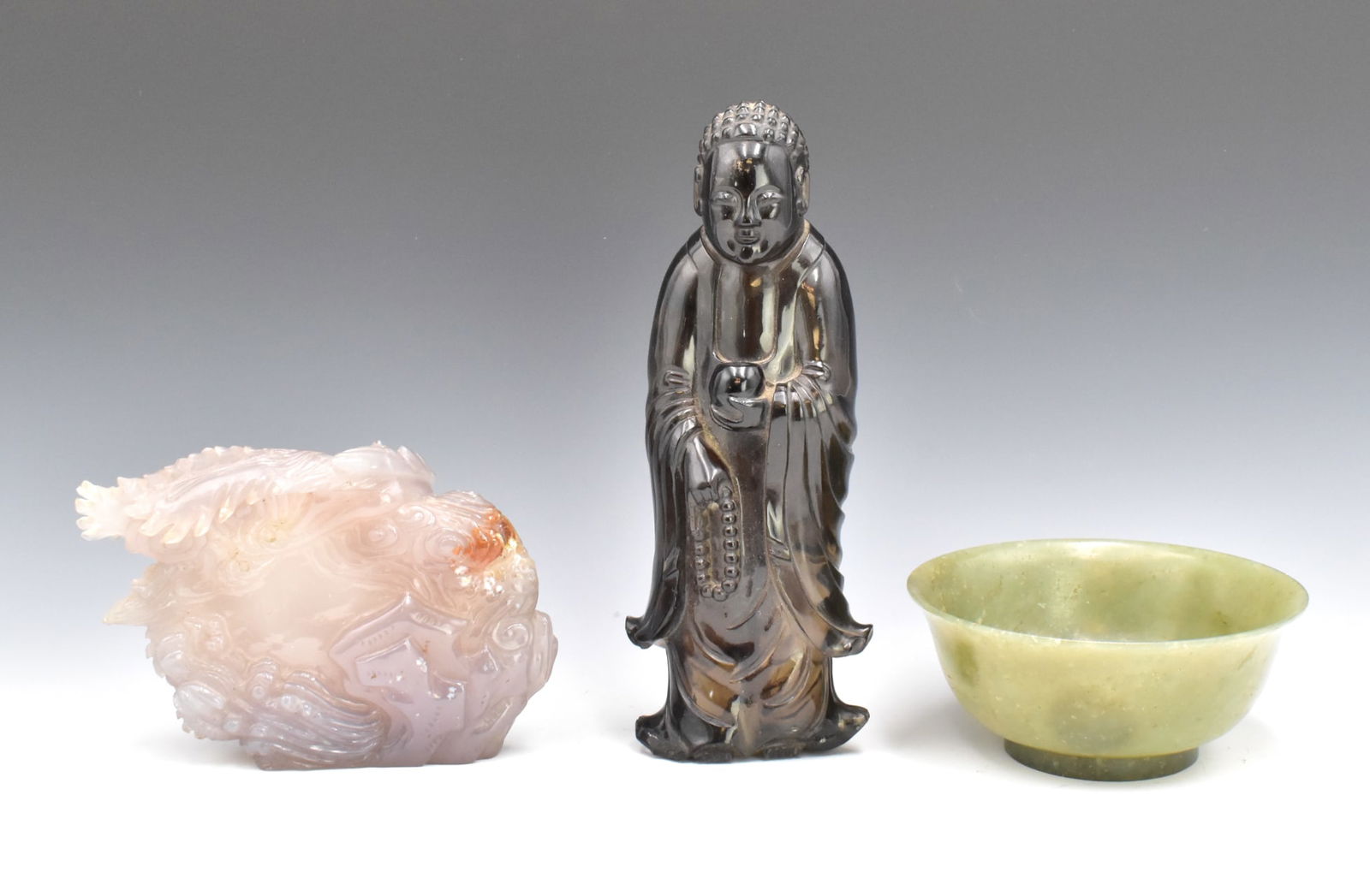 Jade Bowl & Agate Carved Boulder & Crystal Buddha (1 of 13)