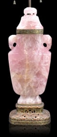 Large Chinese Pink Quartz Covered Vase, Qing D.