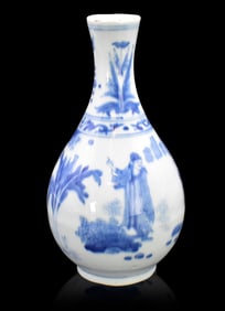 Chinese Blue & White Figural Vase, 17th C.