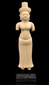 Khmer Sand Store Carved Standing Figure, 19th C.