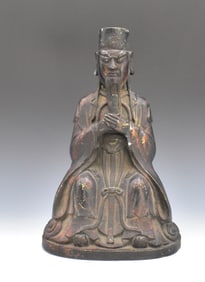 Chinese Bronze Cast seated Deity, 19th C.