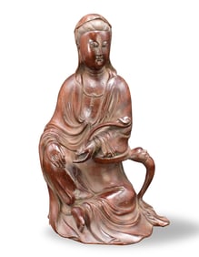 Chinese Huangyang Wood Carved Guanyin Figure19th C