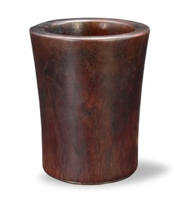 Chinese Huanghuali Carved Brushpot,19th C.