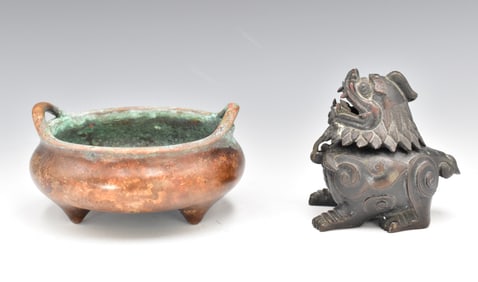 2 Small Chinese Incense Burner & Censer, 19th C.