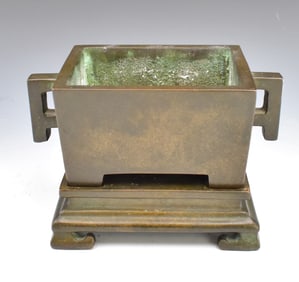 Chinese Bronze Cast Censer on Stand, 19th C.