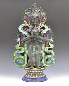 Tibetan Cloisonne Standing Buddha ,19th C.