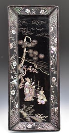 Chinese Lacquered Tray w/ MOP Inlaid, 19th C.
