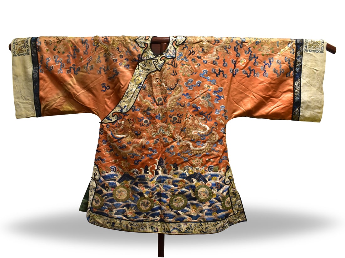 Chinese Silk Embroidery Dragon Robe, Qing Dynasty (1 of 14)