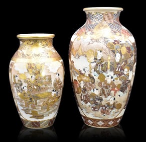 2 Japanese Satsuma Vases ,Meiji Period