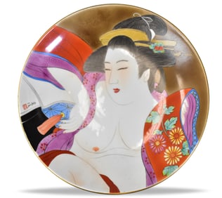 Japanese Studio Charger w Erotic Geisha,Meiji Pe.