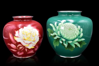 2 Japanese Cloisonne Jars, Meiji Period