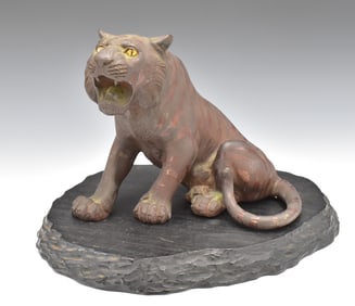 Japanese Bronze Tiger Statue, Meiji Period