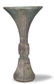Chinese Ritual Bronze Gu Vessel, Shang Dynasty