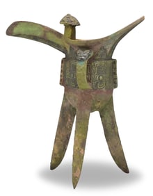 Chinese Inscribed Ritual Bronze Jue Vessel,Shang D