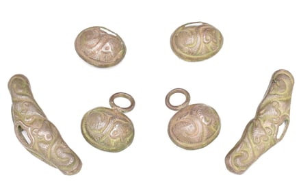 Group of 6 Silver Incised Ornament, Han Dynasty