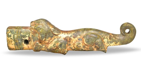 Chinese Gilt Bronze Tiger Ornament, Han Dynasty