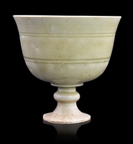 Chinese Celadon Glazed Stem Cup, Sui Dynasty