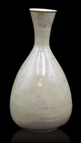 Korean Celadon Vase incised w/ Lotus, 17th C.