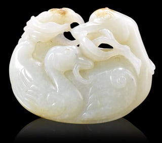 Chinese Jade Carved Madarin Duck Toggle,19th C.