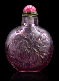 Chinese Peking Glass Carved Snuff Bottle, 19th C.
