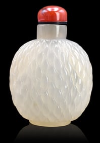 Chinese Peking Glass Carved Snuff Bottle, 19th C.