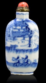 Chinese Blue & White Snuff Bottle w/ Figure,19th C