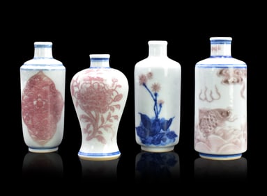 4 Chinese Blue & Copper Red Snuff Bottle