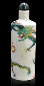 Chinese Famille Rose Dragon Snuff Bottle, 19th C.