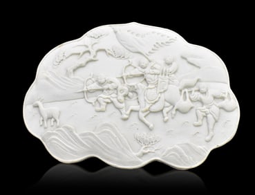 Chinese Biscuit Porcelain Covered Box, 19th C.