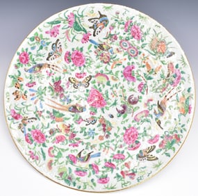Chinese Rose Medallion Butterfly Plate, 19th C.