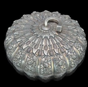 Chinese Silver Pumpkin Covered Box, ROC Period